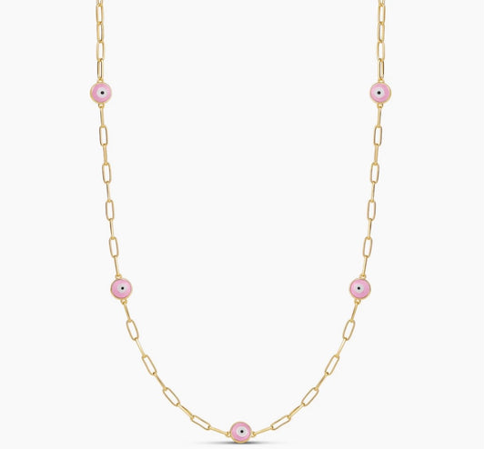 Evil Eye Paperclip Necklace