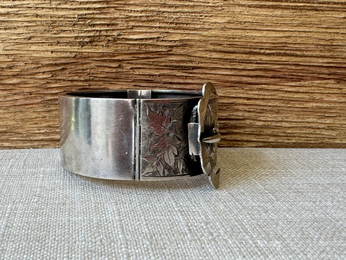 Vintage Sterling Silver Buckle Bangle Bracelet