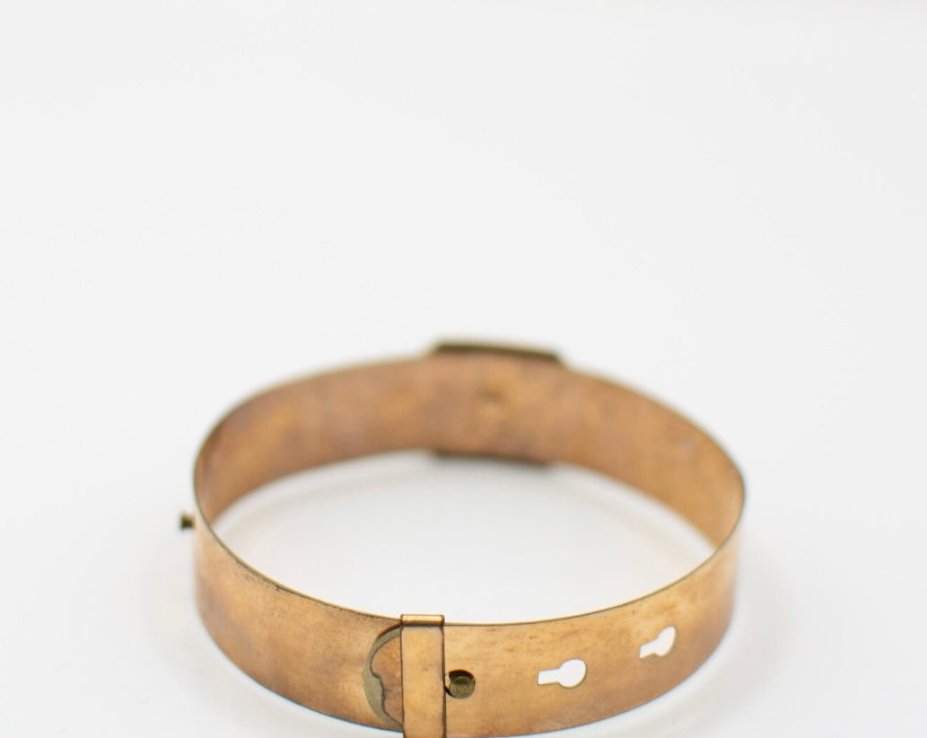 Vintage Edwardian Rose Gold and Garnett Buckle Bangle