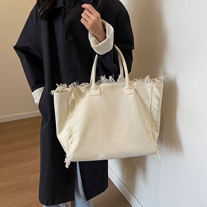 Canvas Tote with Fringe