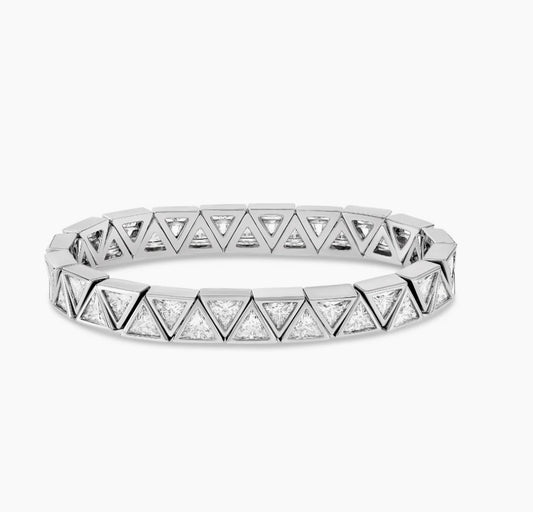 Stretch Silver Triangle Stone Bracelet