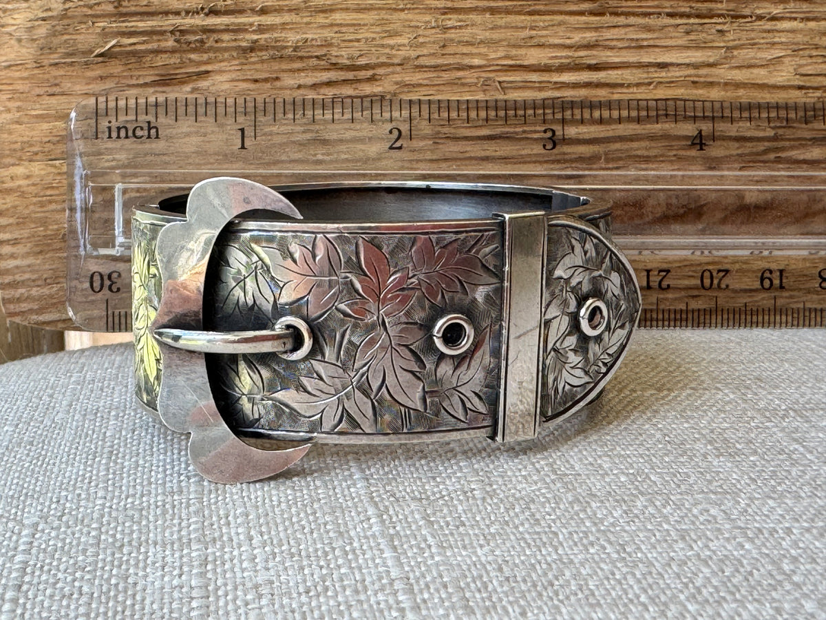Vintage Sterling Silver Buckle Bangle Bracelet