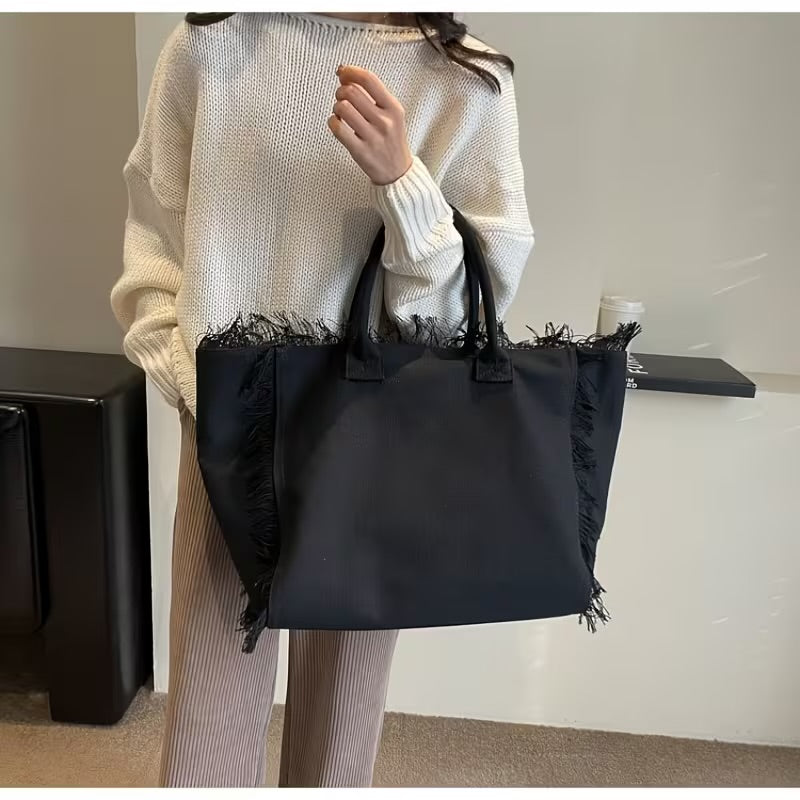 Canvas Tote with Fringe