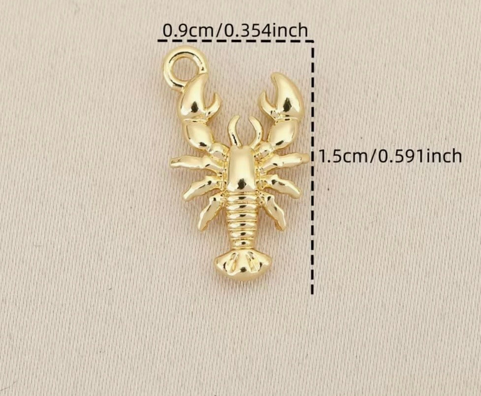Mini Gold Lobster Charm