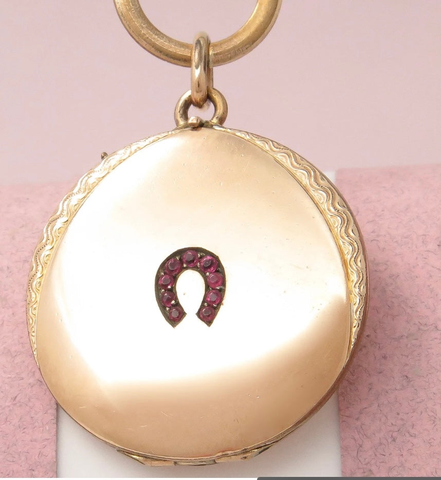 Victorian Rose Gold Horseshoe Locket