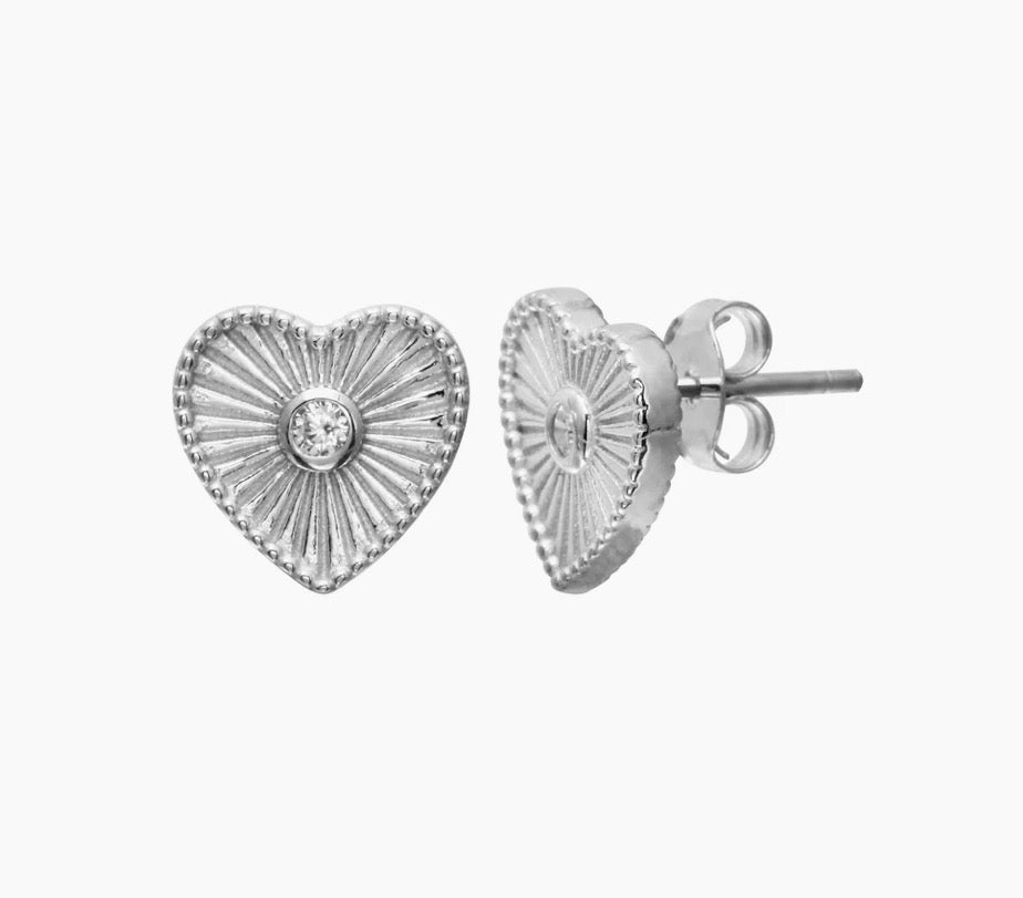 Fluted Heart Earrings