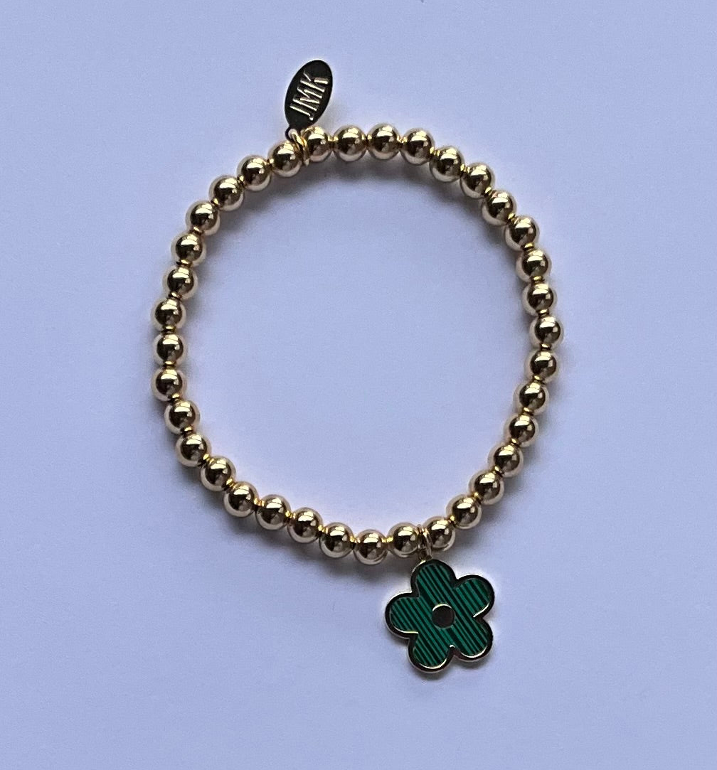 Malachite Flower Beaded Bracelet