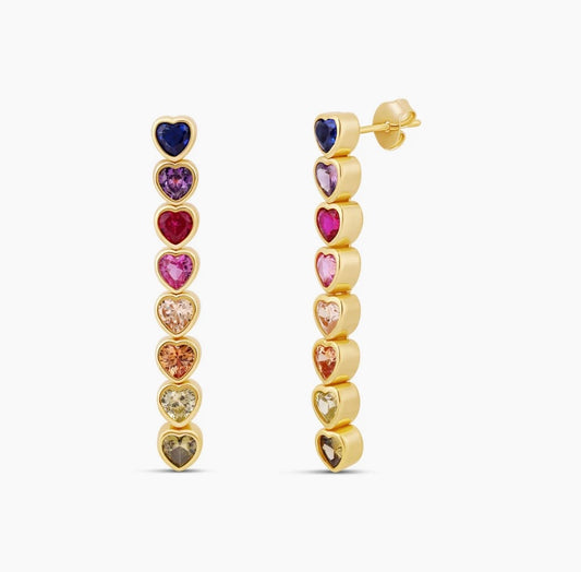 Rainbow Heart Drop Earrings
