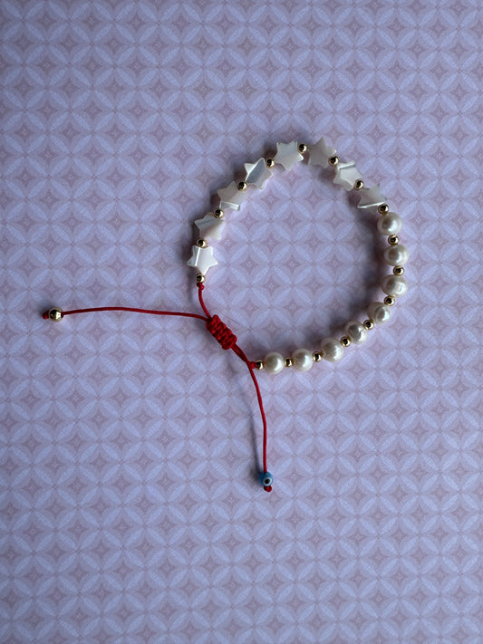 Pearl Heart and Star Bracelet
