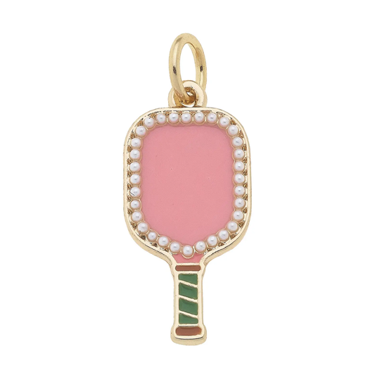 Pearl Studded Pickleball Paddle Charm