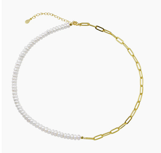 Pearl and Paperclip Necklace