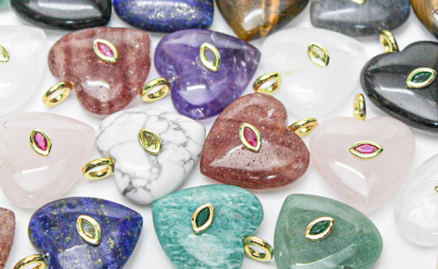 Gemstone Hearts with Bezel Center