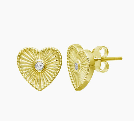 Fluted Heart Earrings