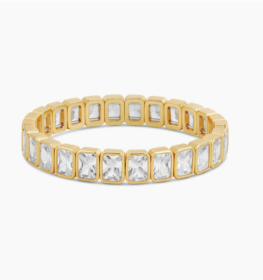 Stretch Emerald Cut Gold Bracelet