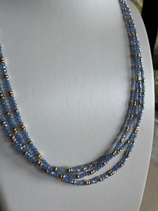 Petite Blue Sapphire and Gold Gemstone Necklace