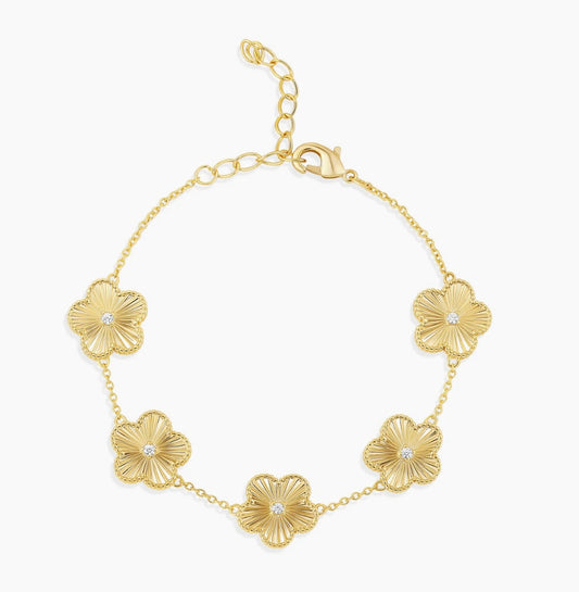 Fluted Gold Flower Bracelet