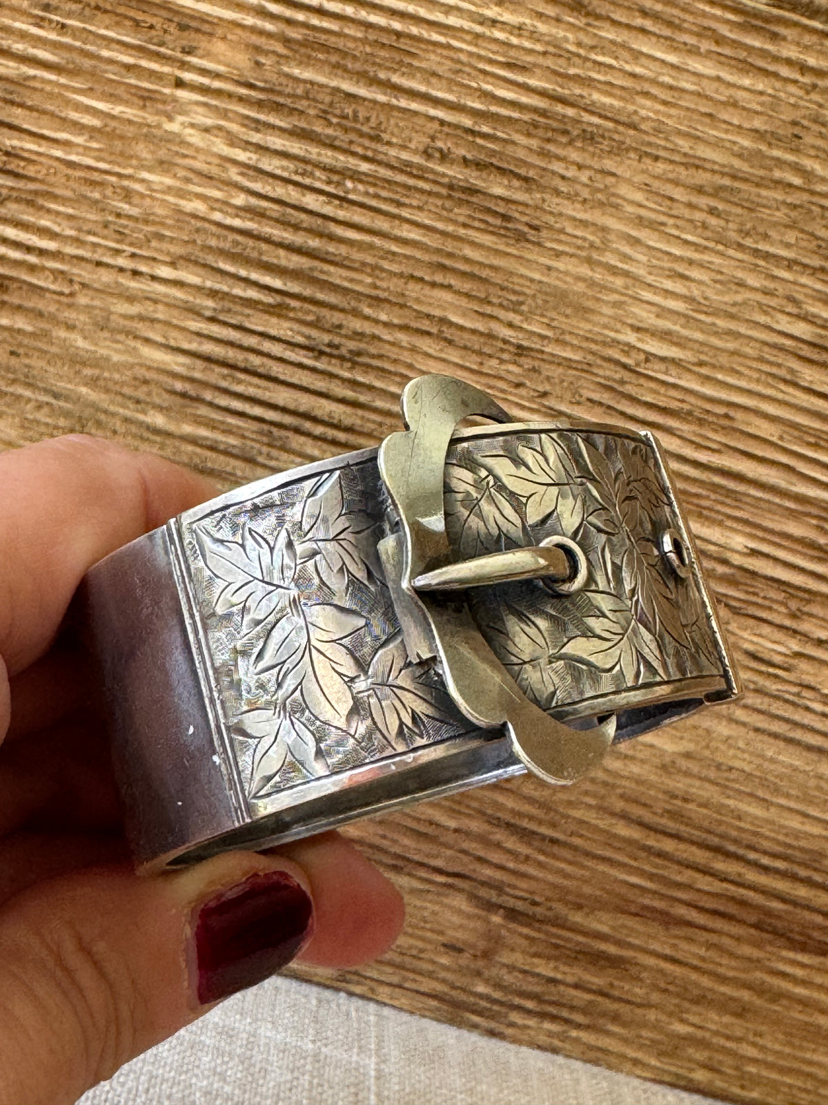 Vintage Sterling Silver Buckle Bangle Bracelet