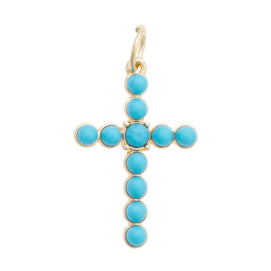 Turquoise Studded Cross Charm