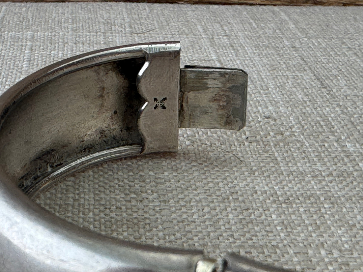 Vintage Sterling Silver Bangle with Flower Detail