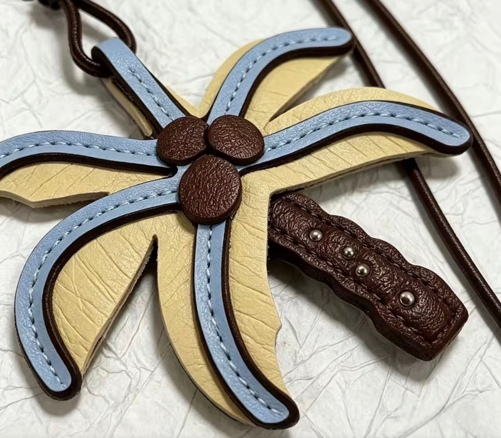 Leather Tropical Palm Tree Bag Charm