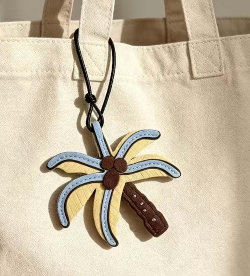 Leather Tropical Palm Tree Bag Charm