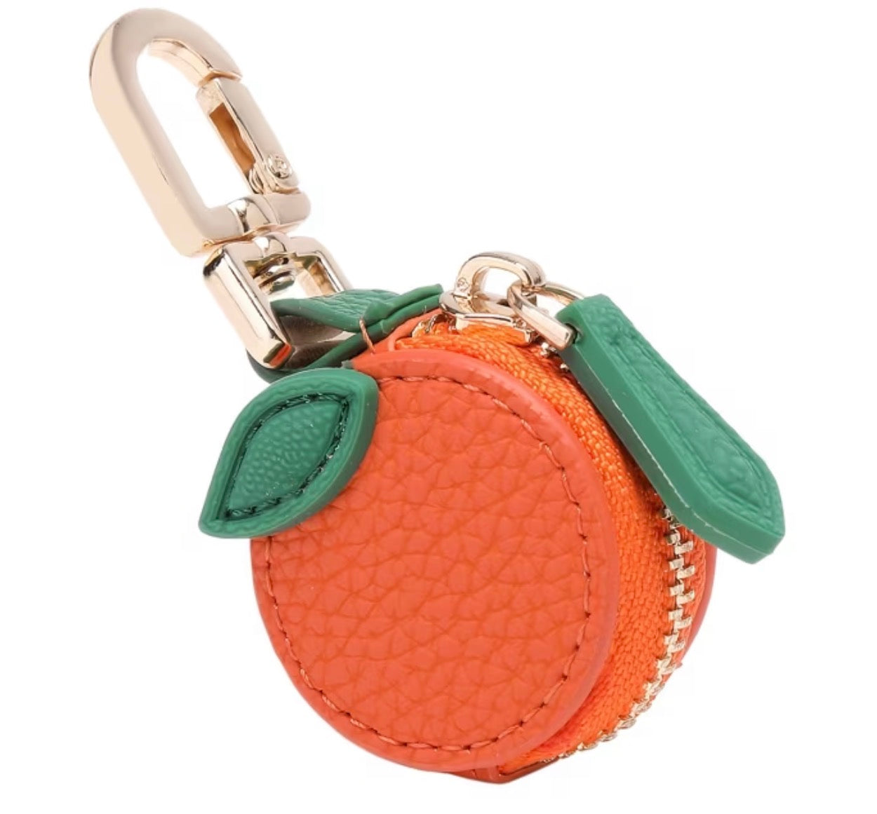 Mini Leather Orange Bag Charm