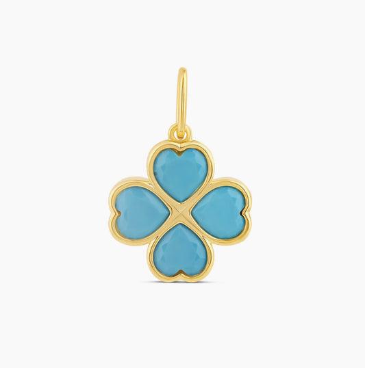 Turquoise Clover Heart Charm