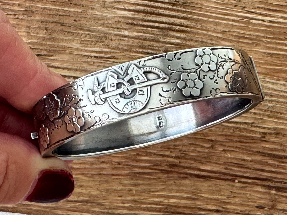 Vintage Sterling Silver 1890’s Horseshoe Bangle Bracelet