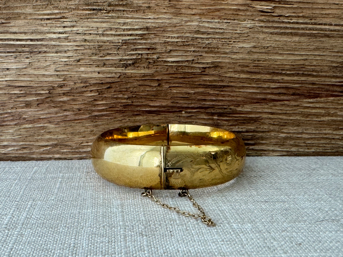 Vintage 1960’s 9K Gold Etched Bangle