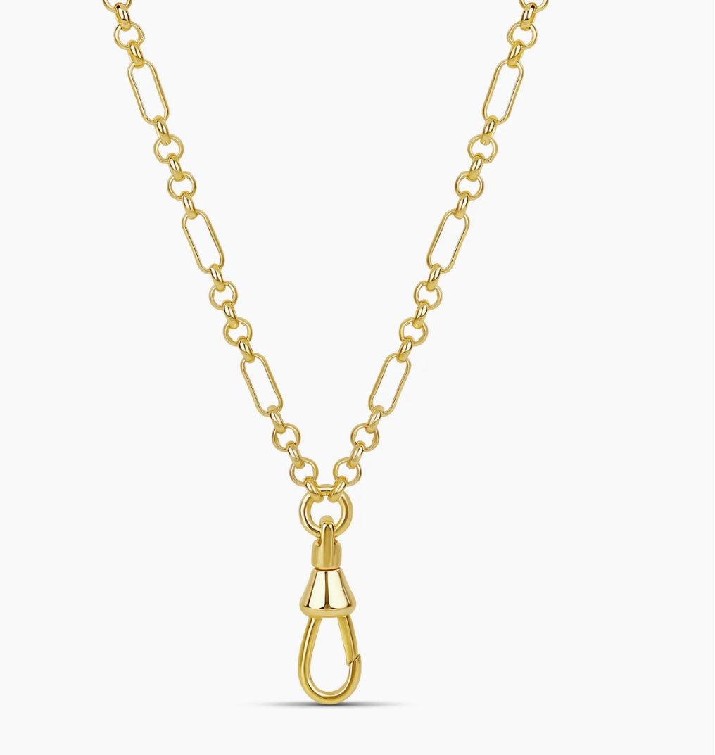 Twisted Fob Clasp Link Necklace