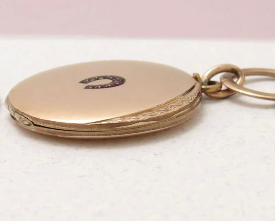 Victorian Rose Gold Horseshoe Locket
