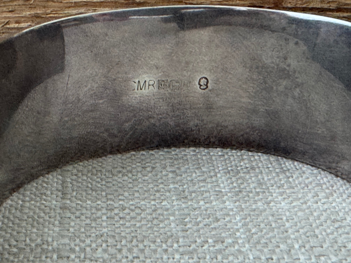 Vintage Sterling Silver Etched Wide Bangle Bracelet