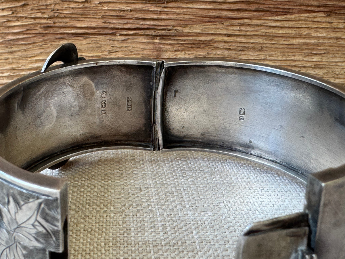 Vintage Sterling Silver Buckle Bangle Bracelet