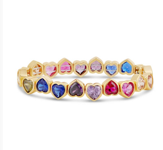 Stretch Rainbow Heart Bracelet