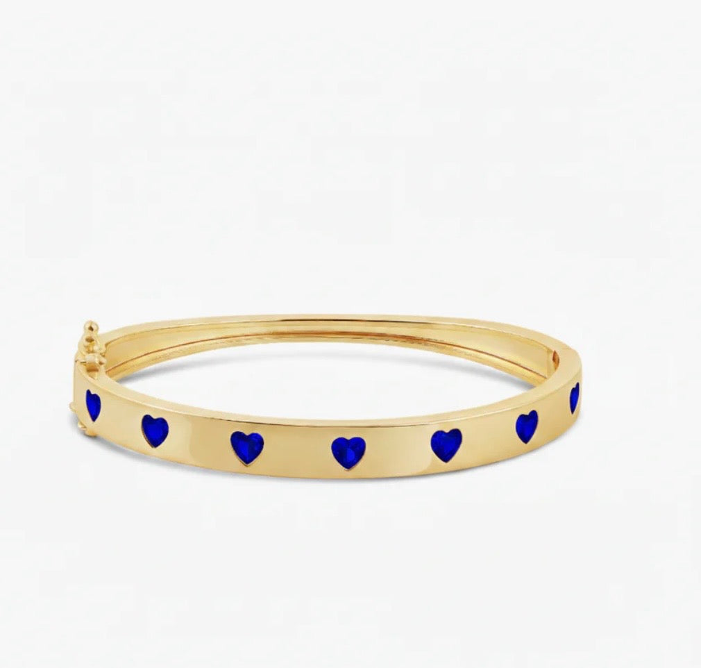 Gold and Blue Heart Bangle