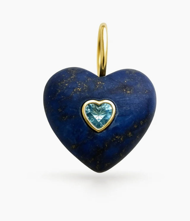 Gemstone Heart Pendants with CZ Heart Center
