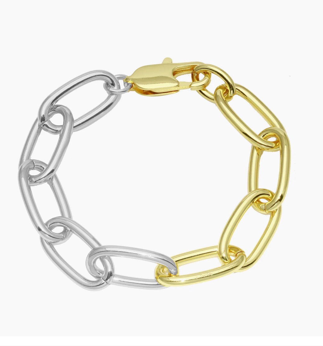 Two Tone Oval Link Bracelet