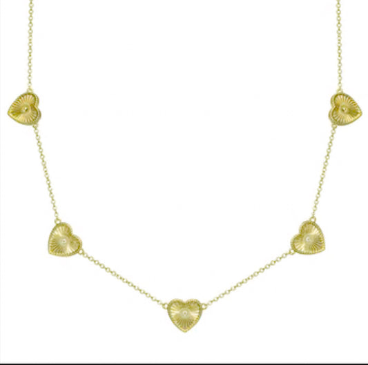 One Love Gold Fluted Heart Necklace