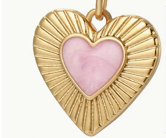 Petite Gold Heart with Pink Center