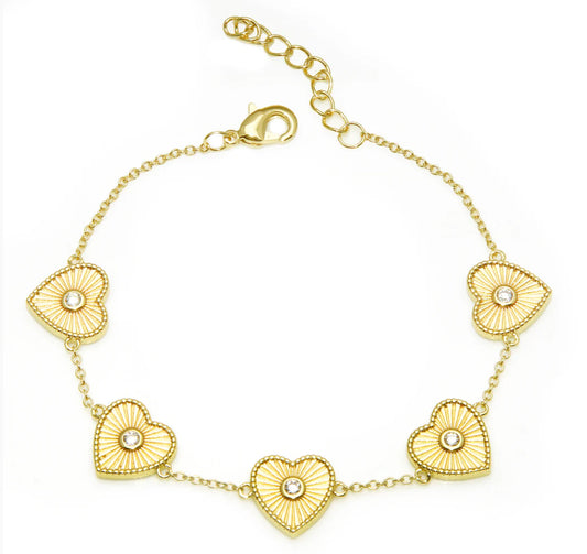 One Love Gold Fluted Heart Bracelet