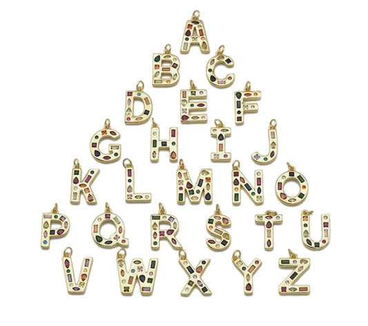 Rainbow Gem Letter Charm